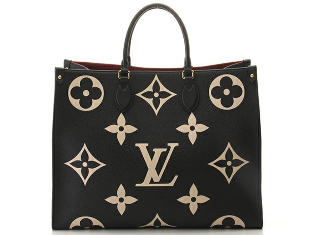 LOUIS VUITTON Tote Bag On The Go Bicolor Monogram Empreinte Black Beige Cream K